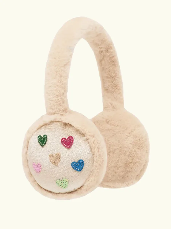 Jazzy Heart Earmuffs - Beige made by iris