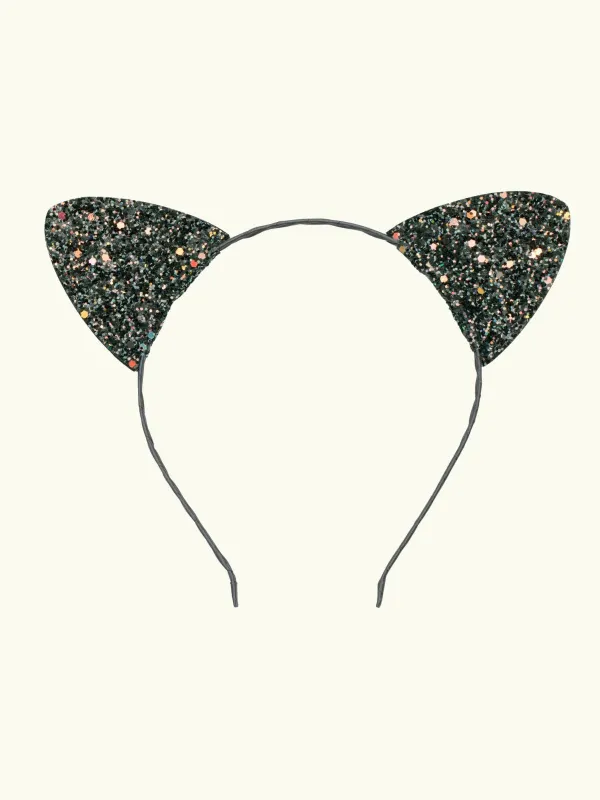 Spooky Glitter Cat Ears - Black made by iris
