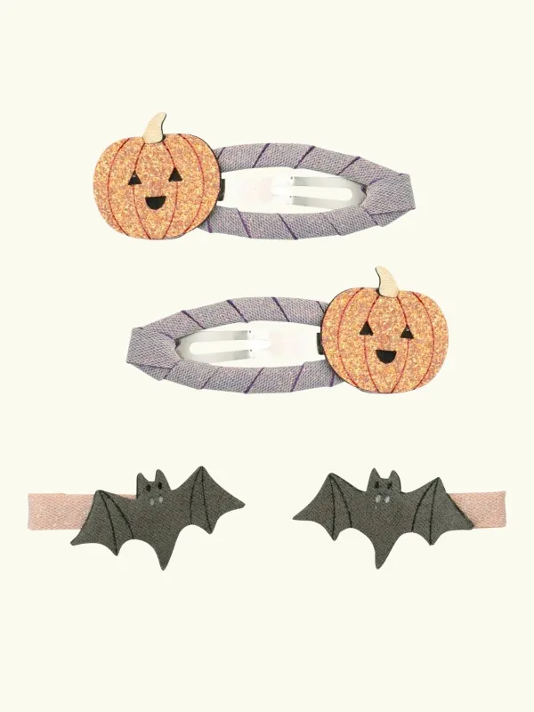 Pumpkin & Bat Clip Set - Multi sold by iris