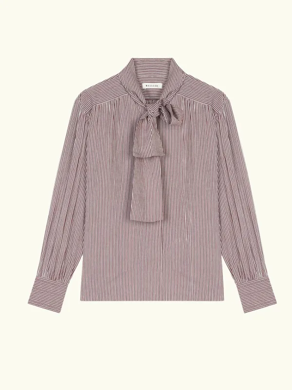 Gilot Bow Collar Shirt - Wine sold by iris
