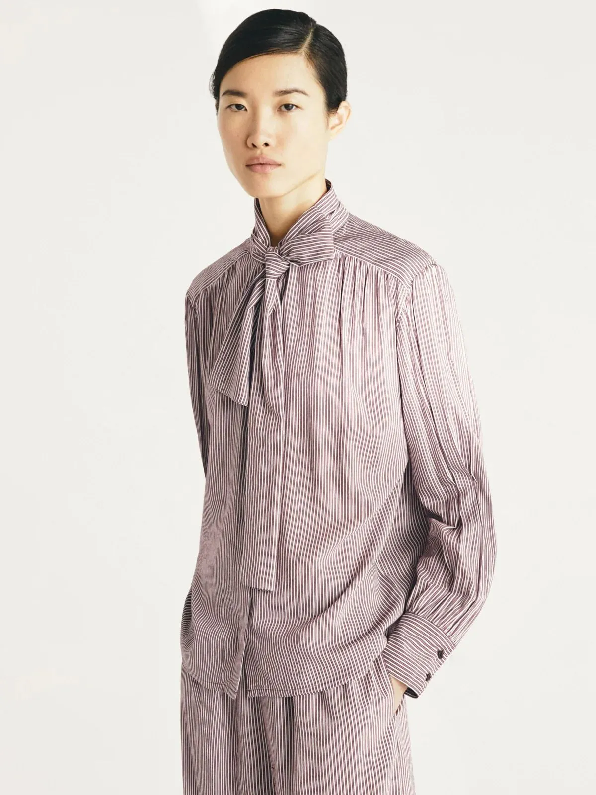 Gilot Bow Collar Shirt - Wine sold by iris product image thumbnail 3