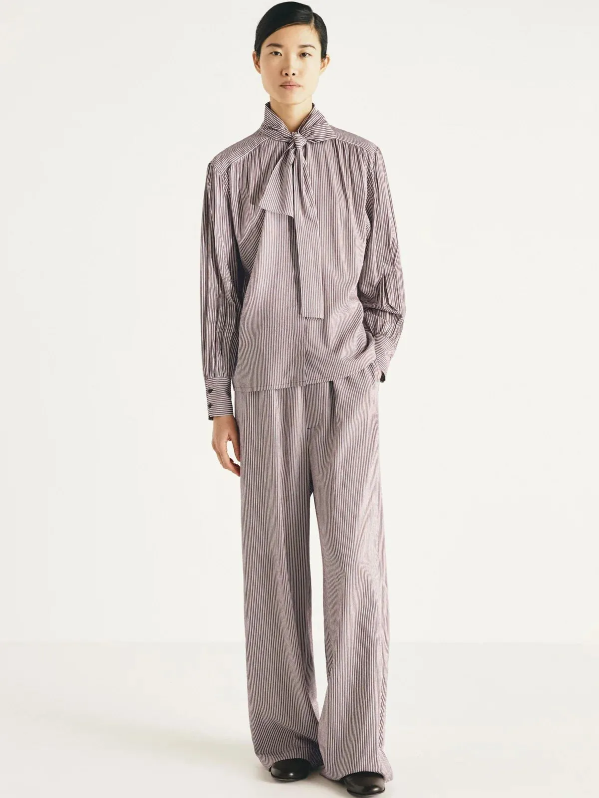 Gilot Bow Collar Shirt - Wine sold by iris product image thumbnail 5