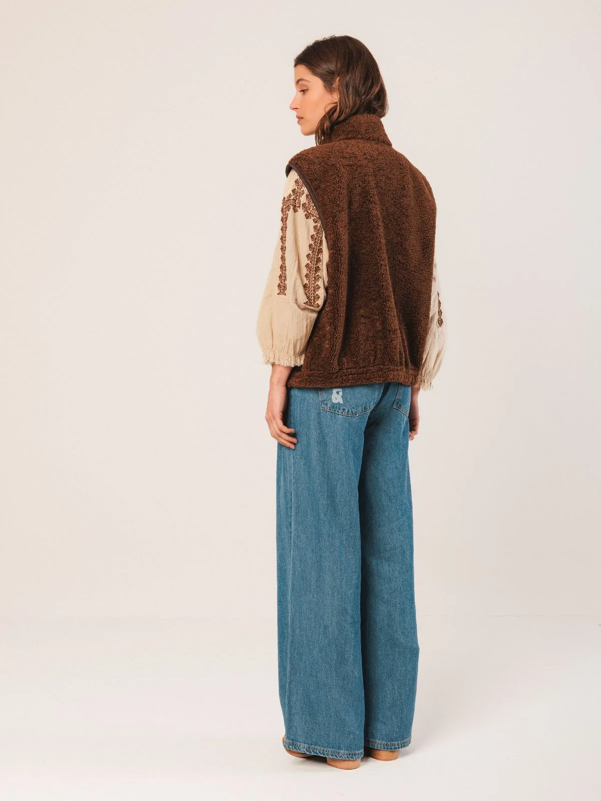 Shearling Style Vest - Chocolate sold by iris product image thumbnail 3