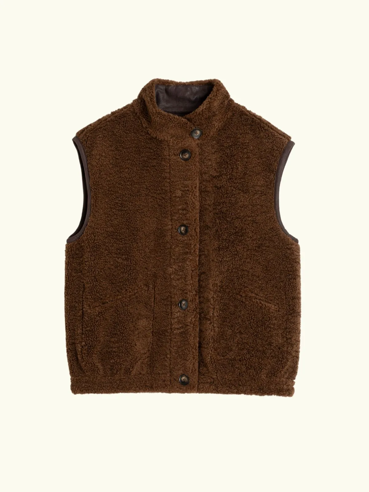 Shearling Style Vest - Chocolate sold by iris product image thumbnail 4