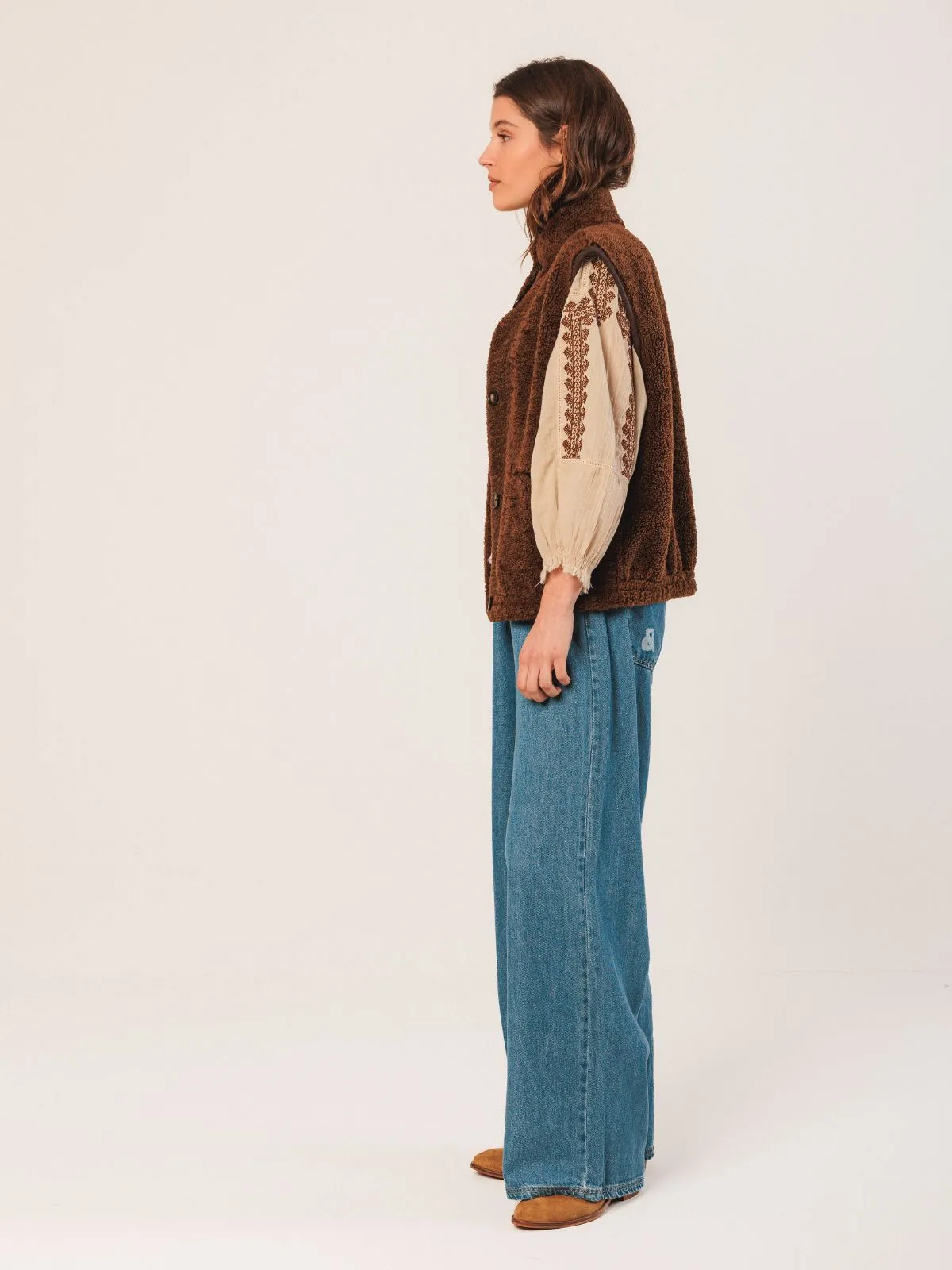 Shearling Style Vest - Chocolate sold by iris product image thumbnail 5