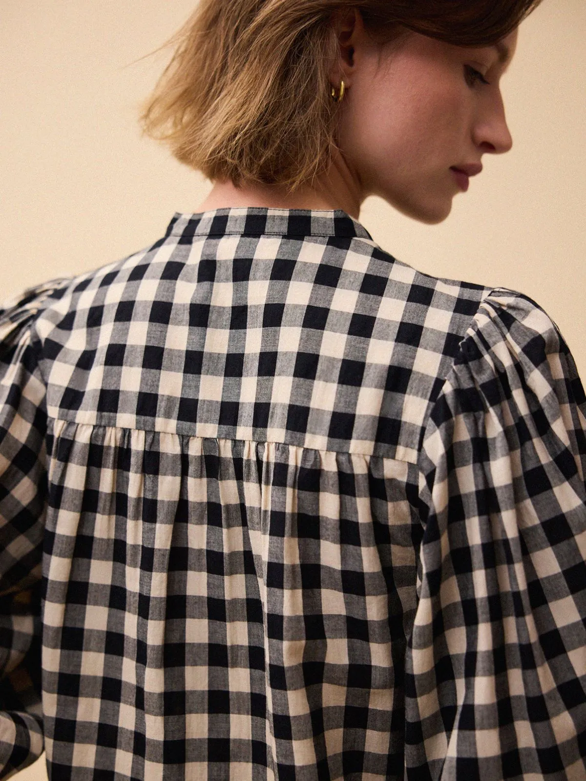 Jamie Big Check Blouse - Black & Beige sold by iris product image thumbnail 5