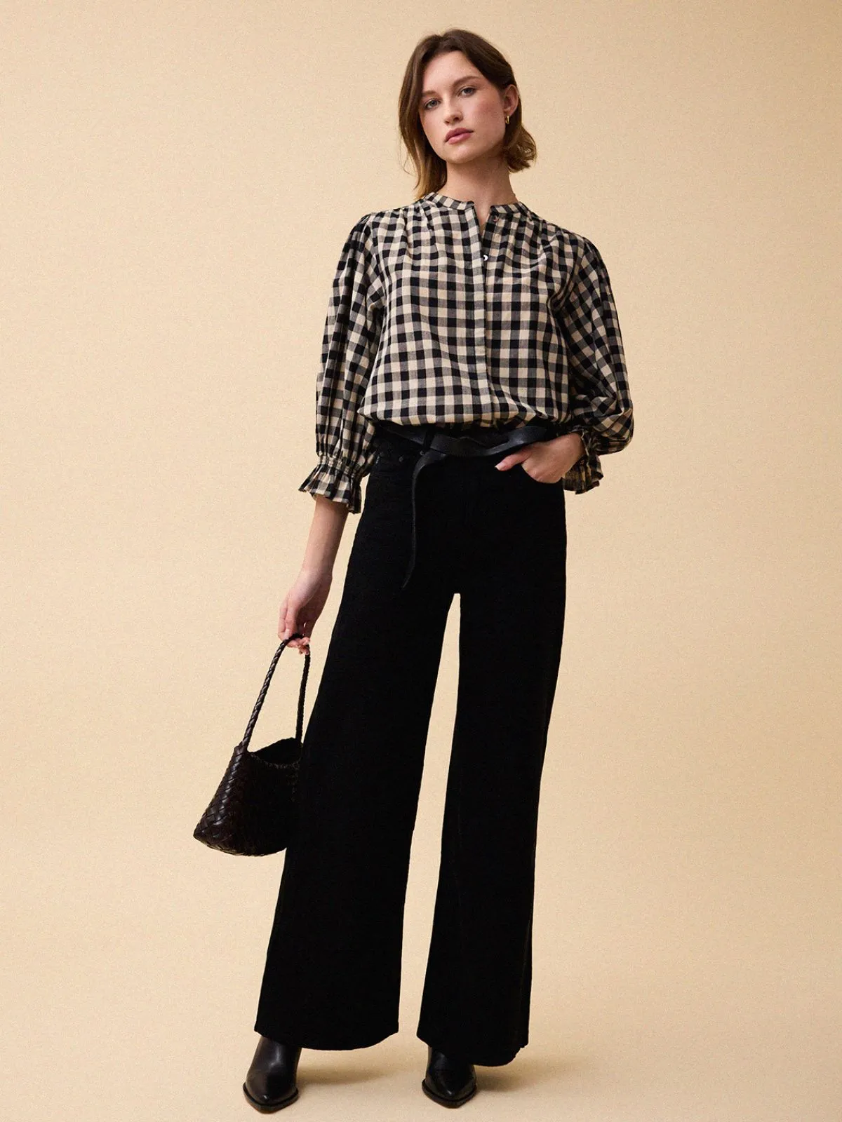 Jamie Big Check Blouse - Black & Beige sold by iris product image thumbnail 4