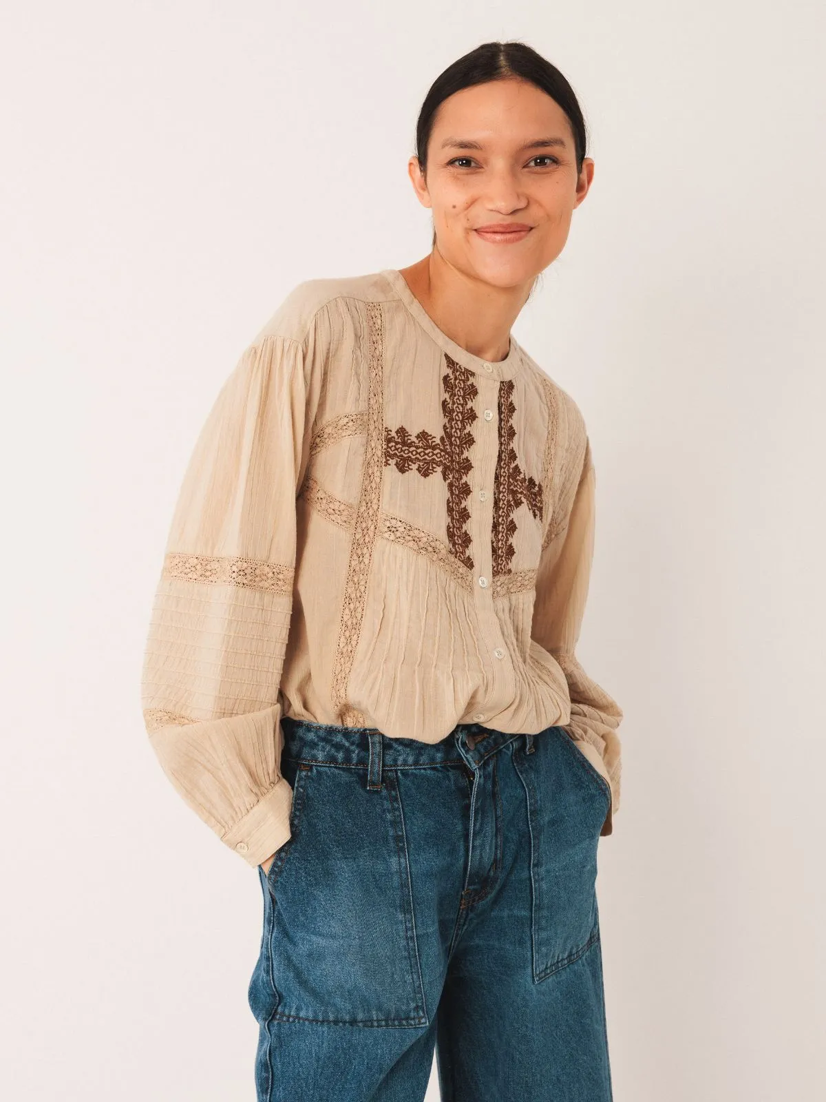 Ethnic Embroidered Blouse - Beige sold by iris product image thumbnail 2