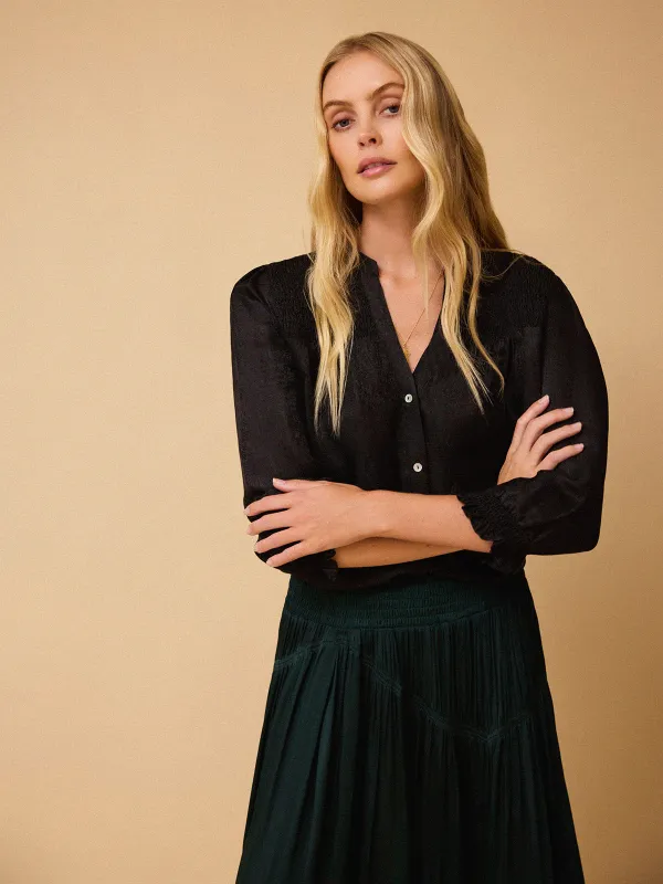 Rhys Silk Blend Blouse - Black sold by iris