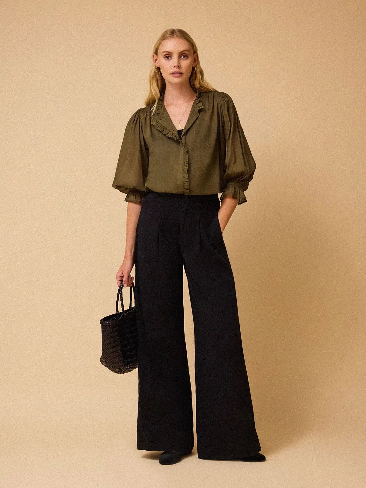 Frankie Voile Ruffle Blouse - Khaki sold by iris product image thumbnail 4