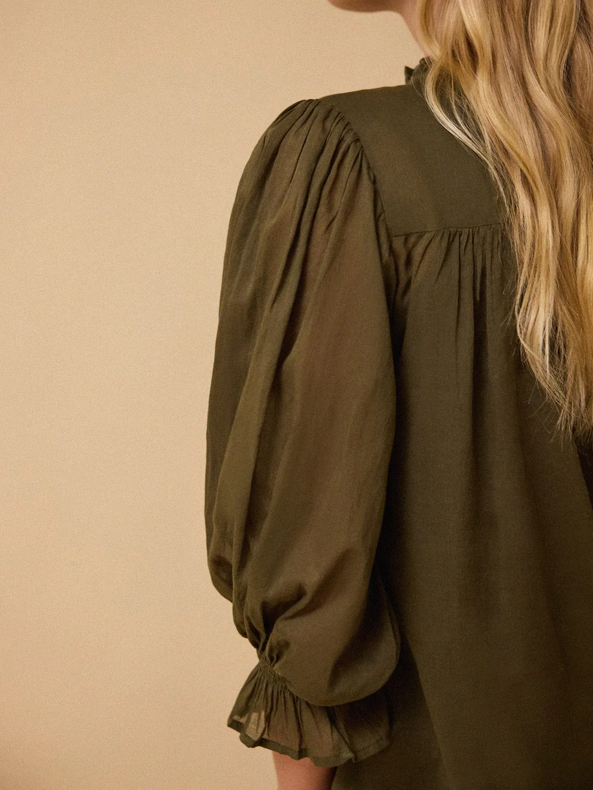 Frankie Voile Ruffle Blouse - Khaki sold by iris product image thumbnail 2