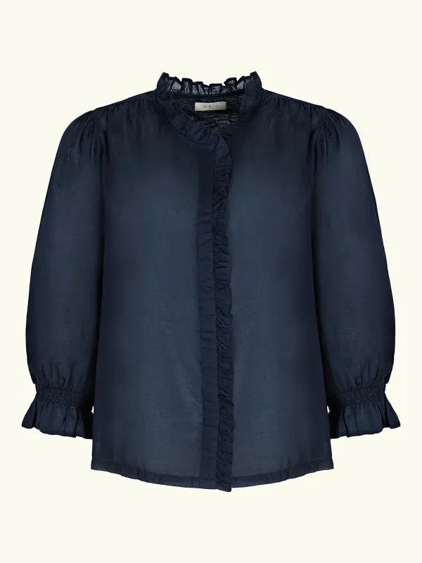 Frankie Voile Ruffle Blouse - Navy sold by iris