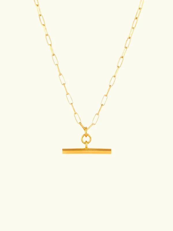 Link Chain Thick T Bar Necklace made by iris