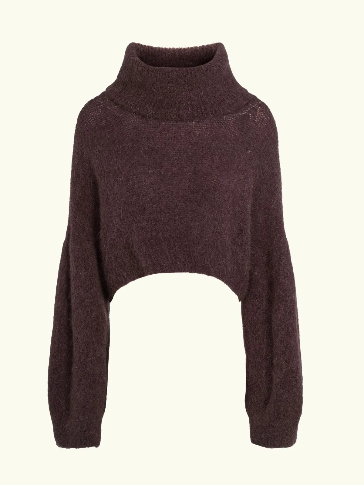 Andrea Roll Neck Cropped Knit - Chocolate sold by iris