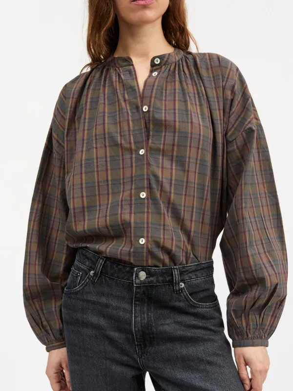 Cilla Check Shirt - Brown made by Skall Studio