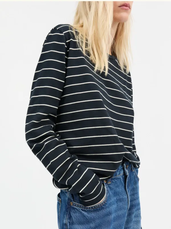 Loui Stripe Tee-shirt - Navy & White sold by iris