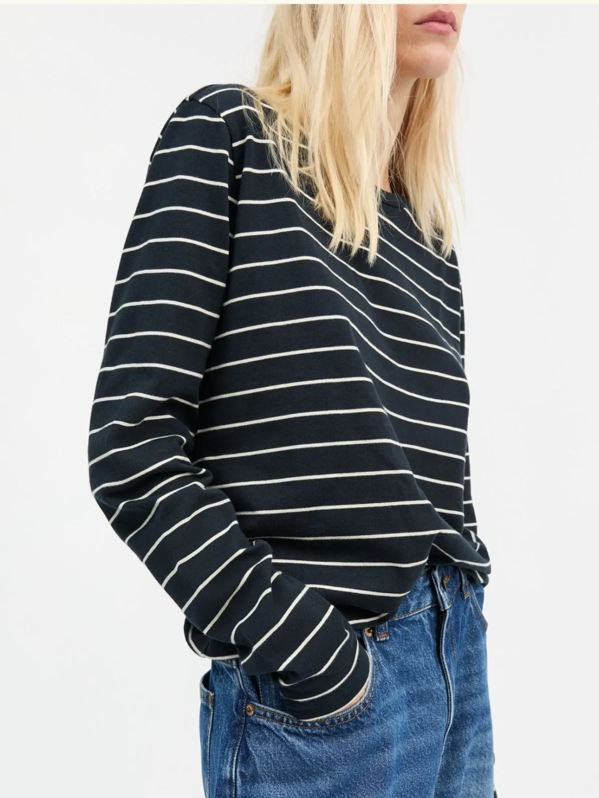 Loui Stripe Tee-shirt - Navy & White sold by iris
