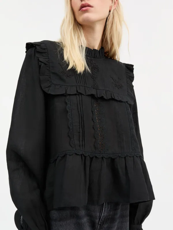 Jardin Frill Blouse - Black made by Skall Studio