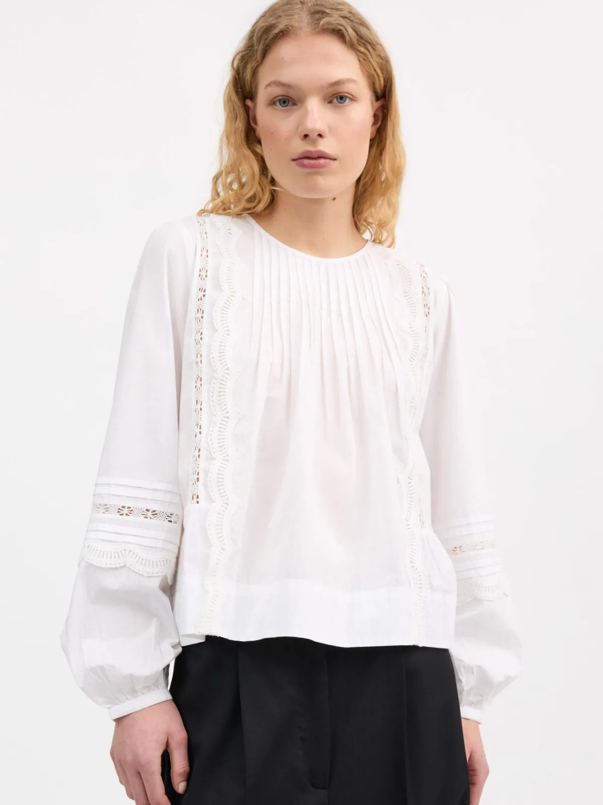 Leaf Embroidered Blouse - White sold by iris