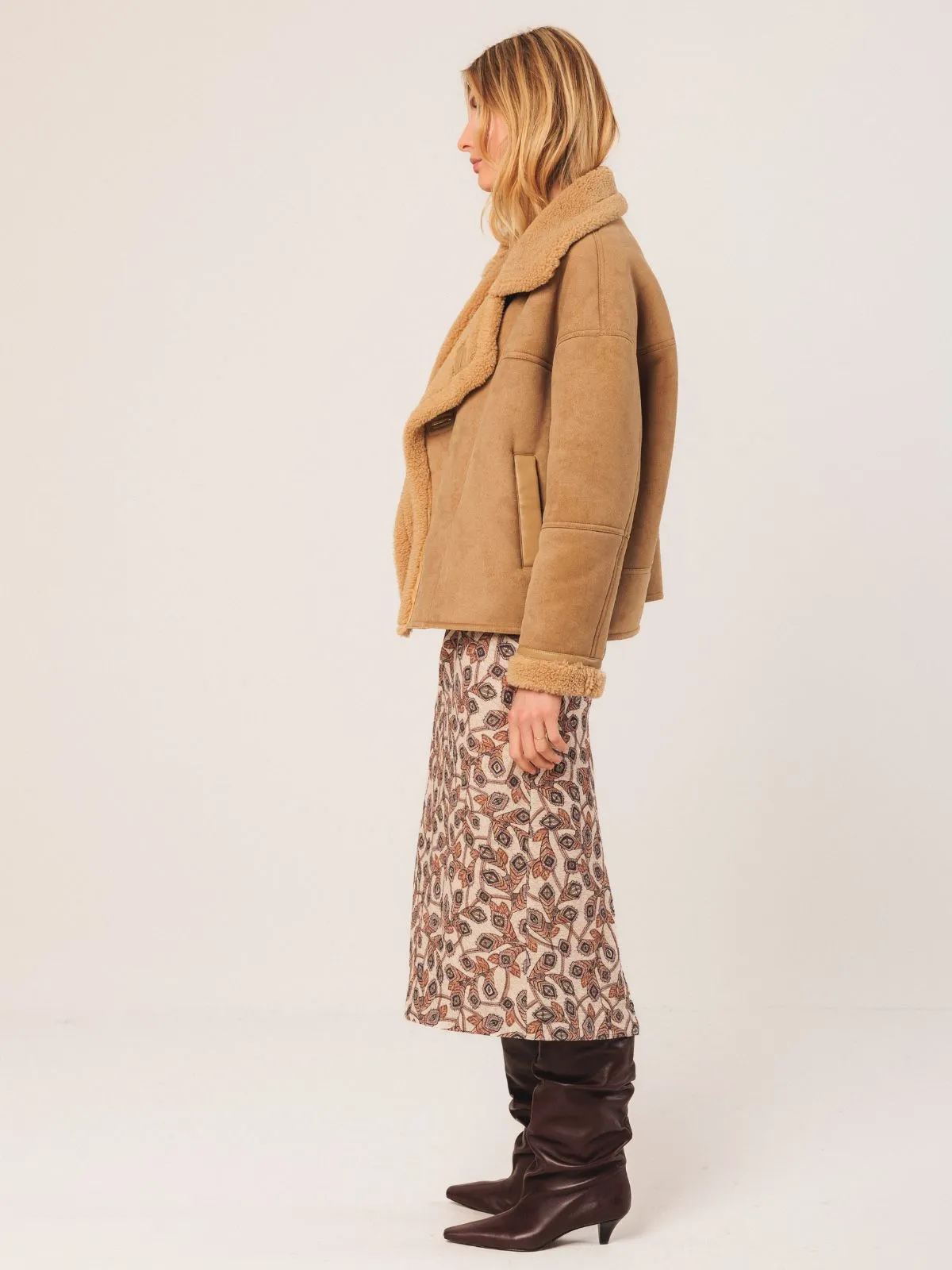 Short Shearling Style Coat - Sand sold by iris product image thumbnail 4