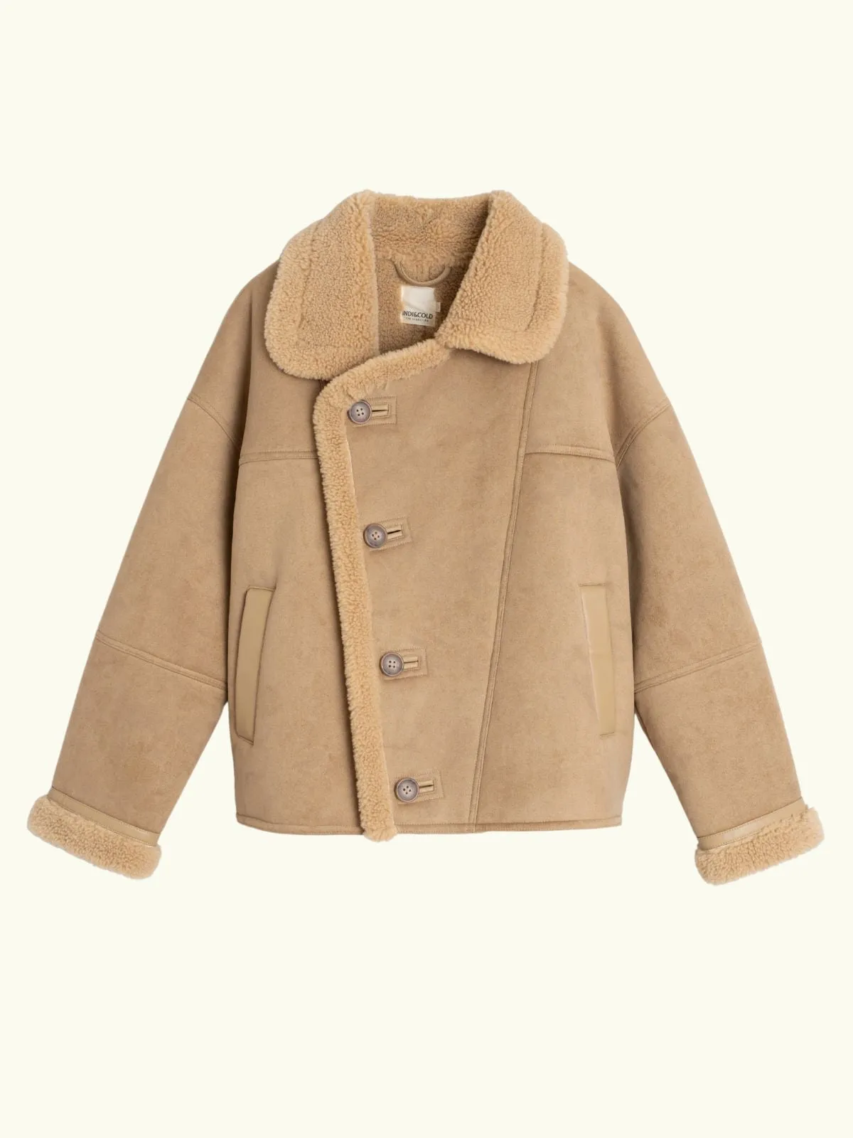 Short Shearling Style Coat - Sand sold by iris product image thumbnail 2
