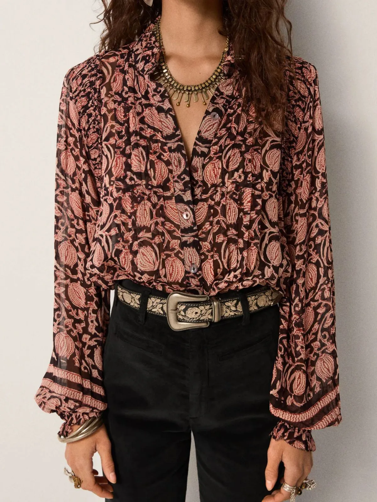 Mia Print Blouse - Black sold by iris product image thumbnail 4