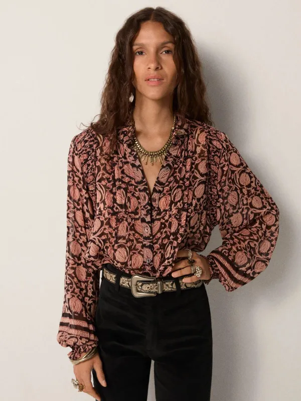 Mia Print Blouse - Black made by iris