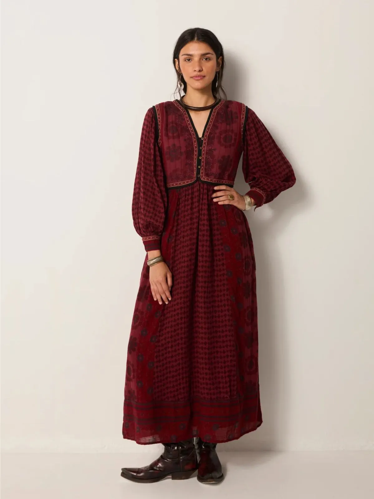 Ginevra Dress - Burgundy sold by iris