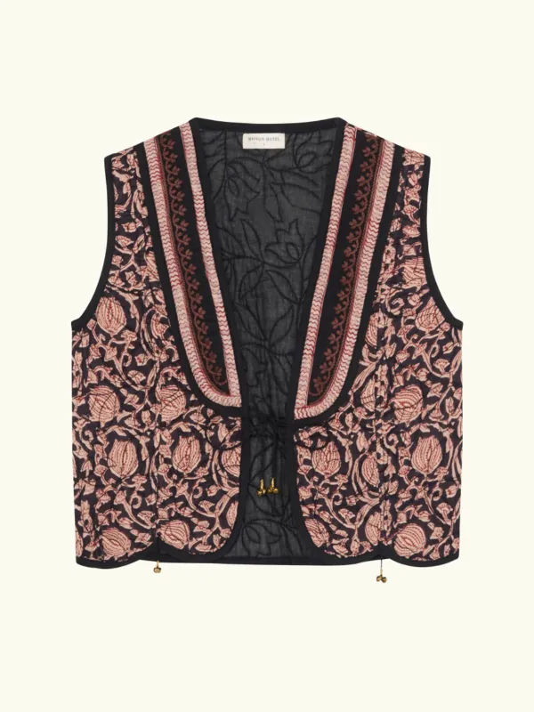Luna Print Vest - Black sold by iris