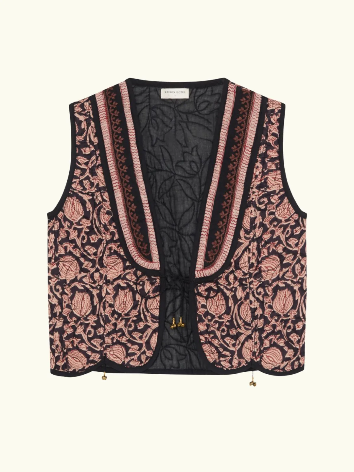 Luna Print Vest - Black sold by iris