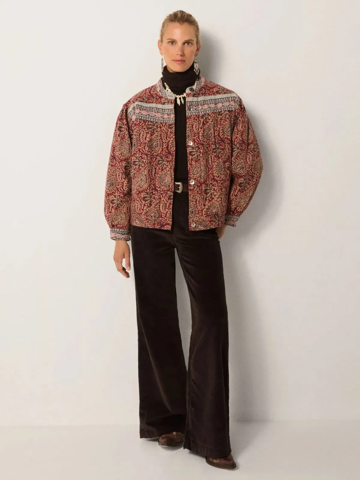 Olivia Print Jacket - Red sold by iris