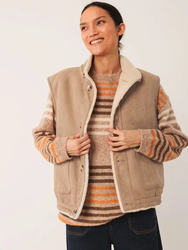 Shearling Style Reversible Vest - Beige sold by iris