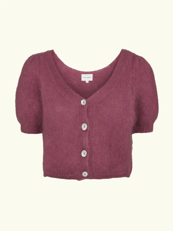 Harper Cropped Cardigan- Burgundy sold by iris
