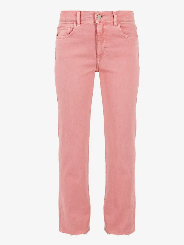 Patti Straight High-Rise Pink Ankle Jeans sold by iris