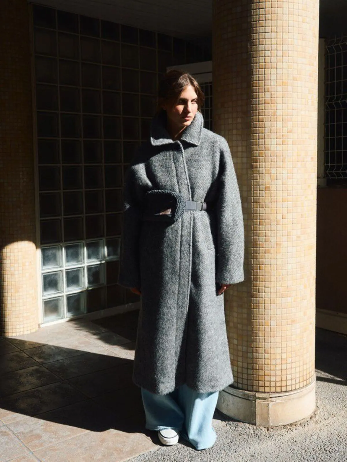 Lulow Herringbone Coat - Granite sold by iris