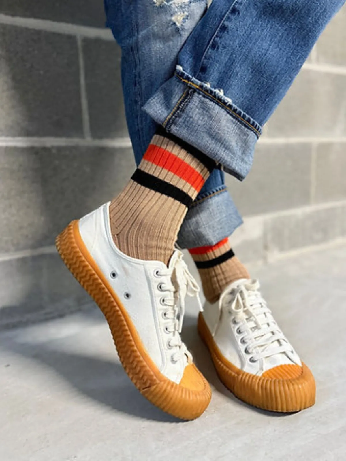 Vintage 1980 Stripe Socks - Camel sold by iris product image thumbnail 2