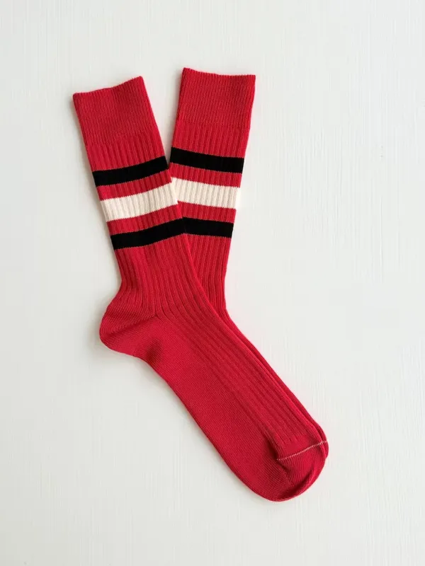 Vintage 1980 Stripe Socks - Red made by iris