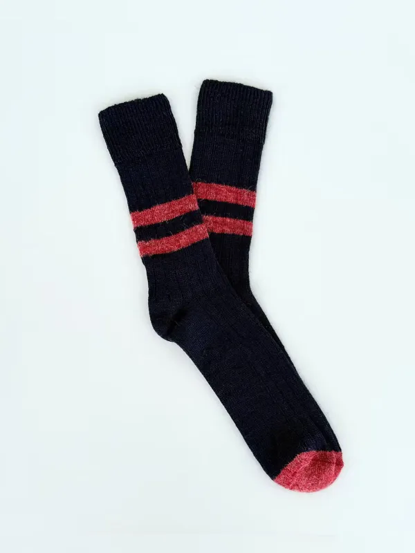 Alpaca Stripe Socks - Navy made by iris