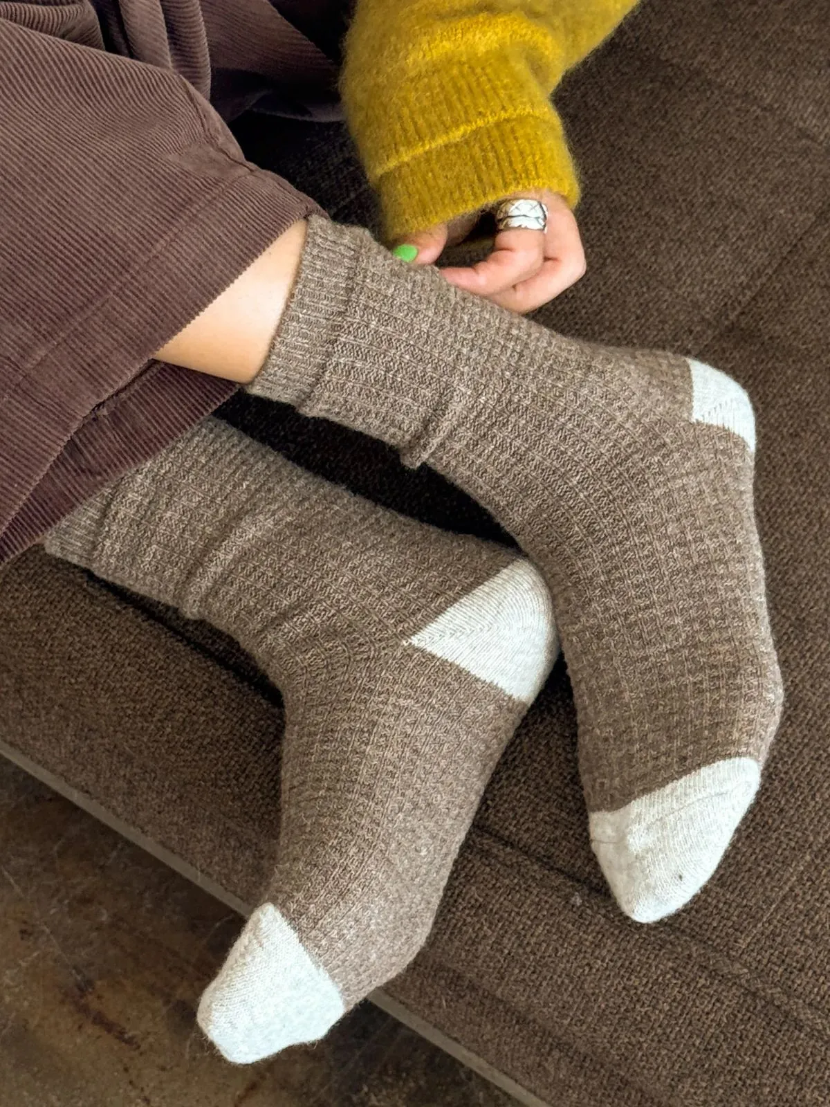 Wool Waffled Socks - Brown sold by iris product image thumbnail 3