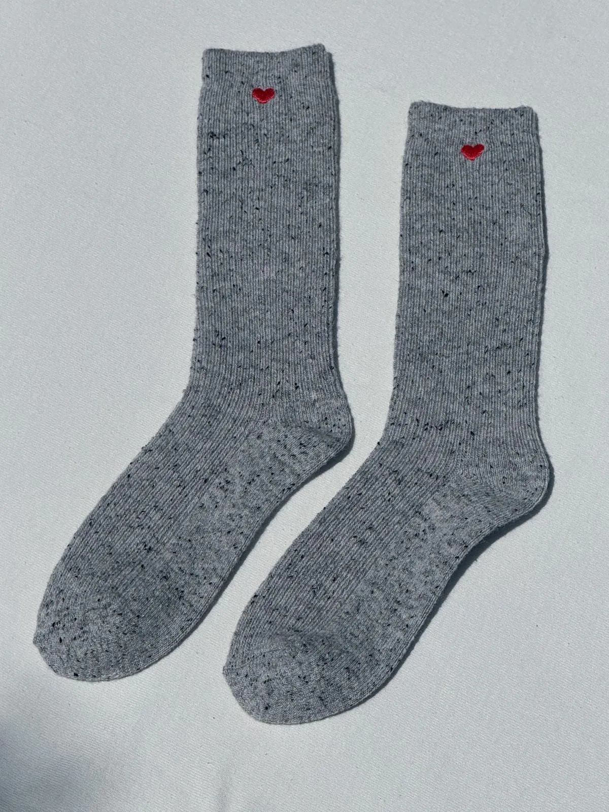 Embroidered Snow Socks - Grey + Heart sold by iris product image thumbnail 3