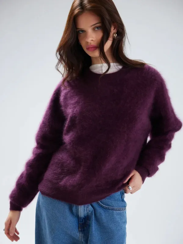 Mavis Brushed Crew Jumper - Elderberry sold by iris