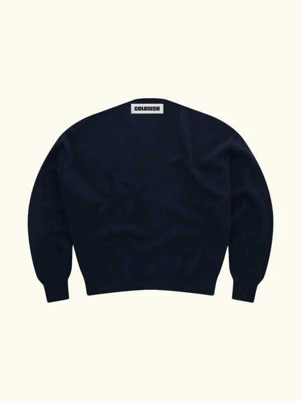 Malibu V-Neck Jumper - Navy sold by iris