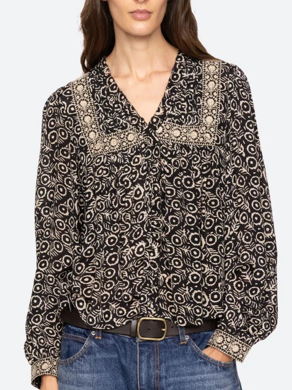 Emmeline Print Blouse- Black sold by iris