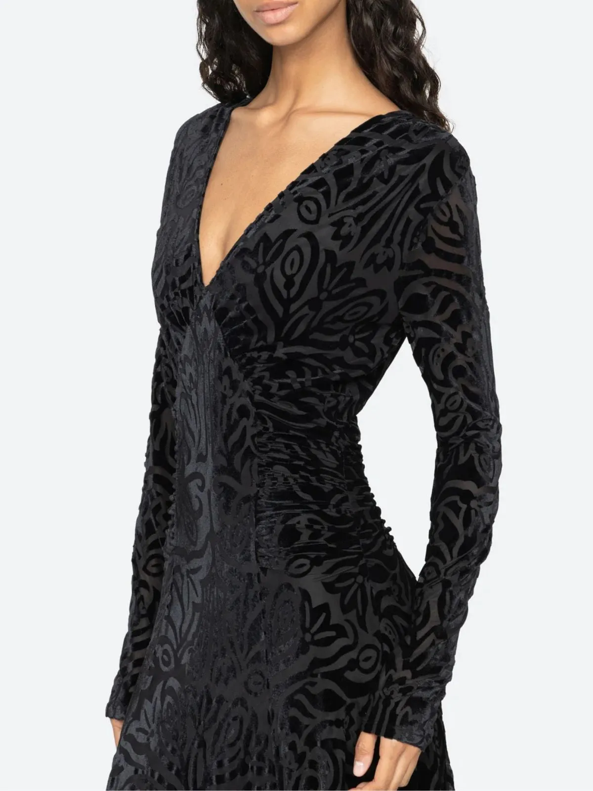 Julie Burnout Velvet Dress - Black sold by iris product image thumbnail 2