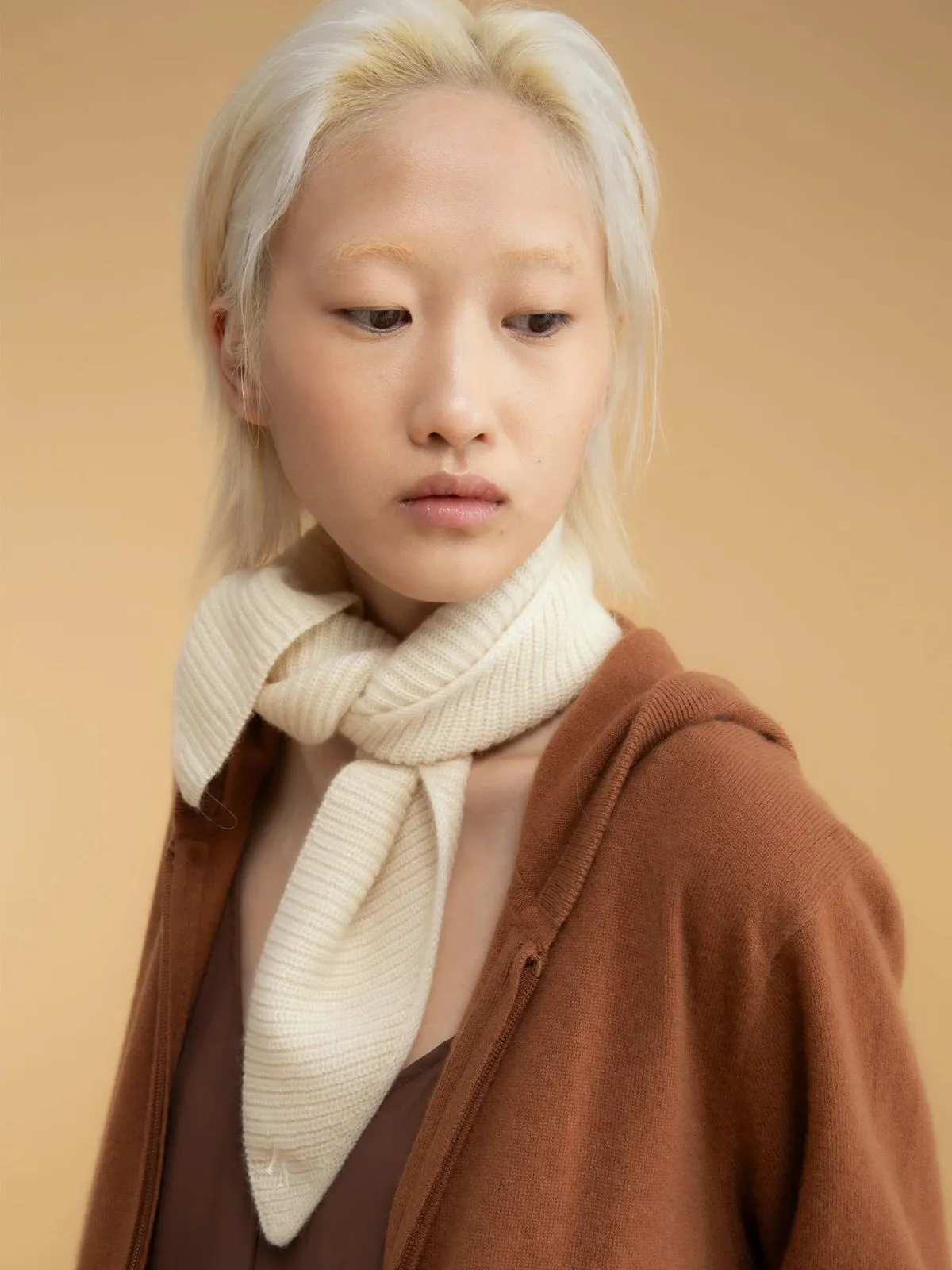 Knitted Cashmere Neck Tie - Cream sold by iris