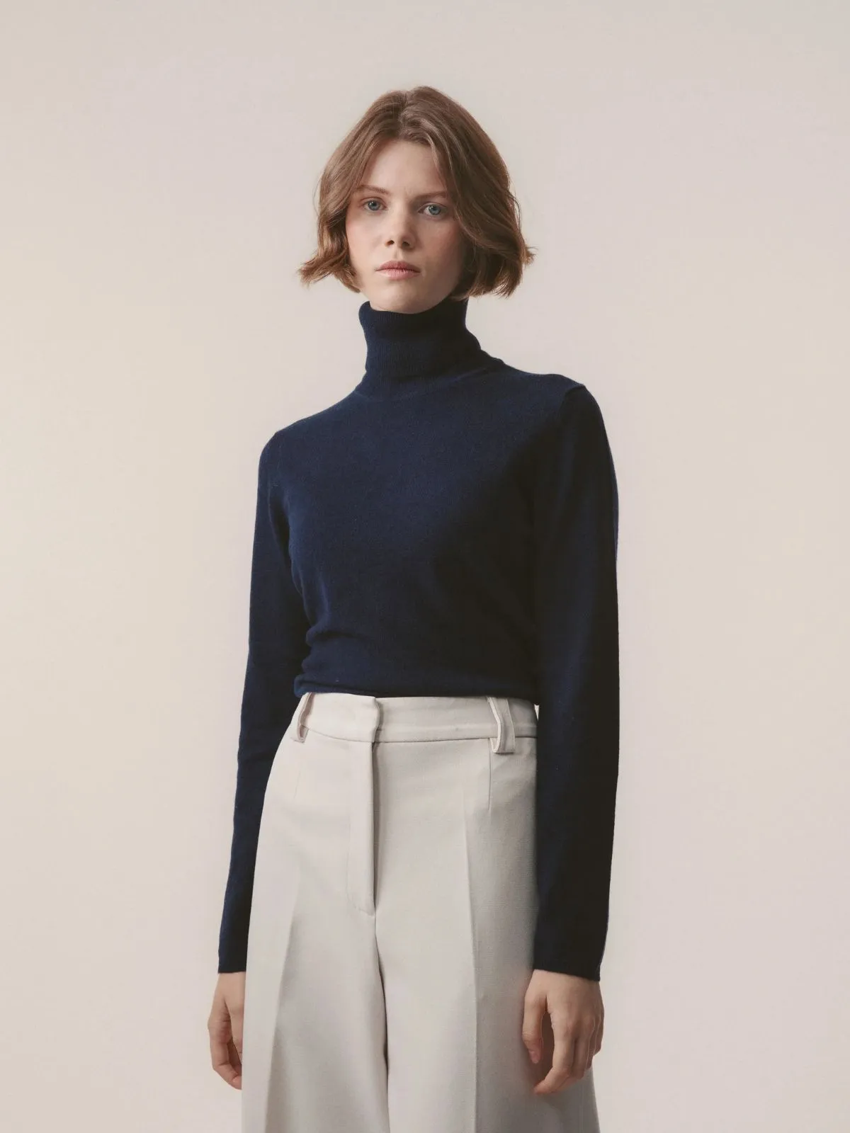 Cashmere Polo Neck - Navy sold by iris product image thumbnail 4