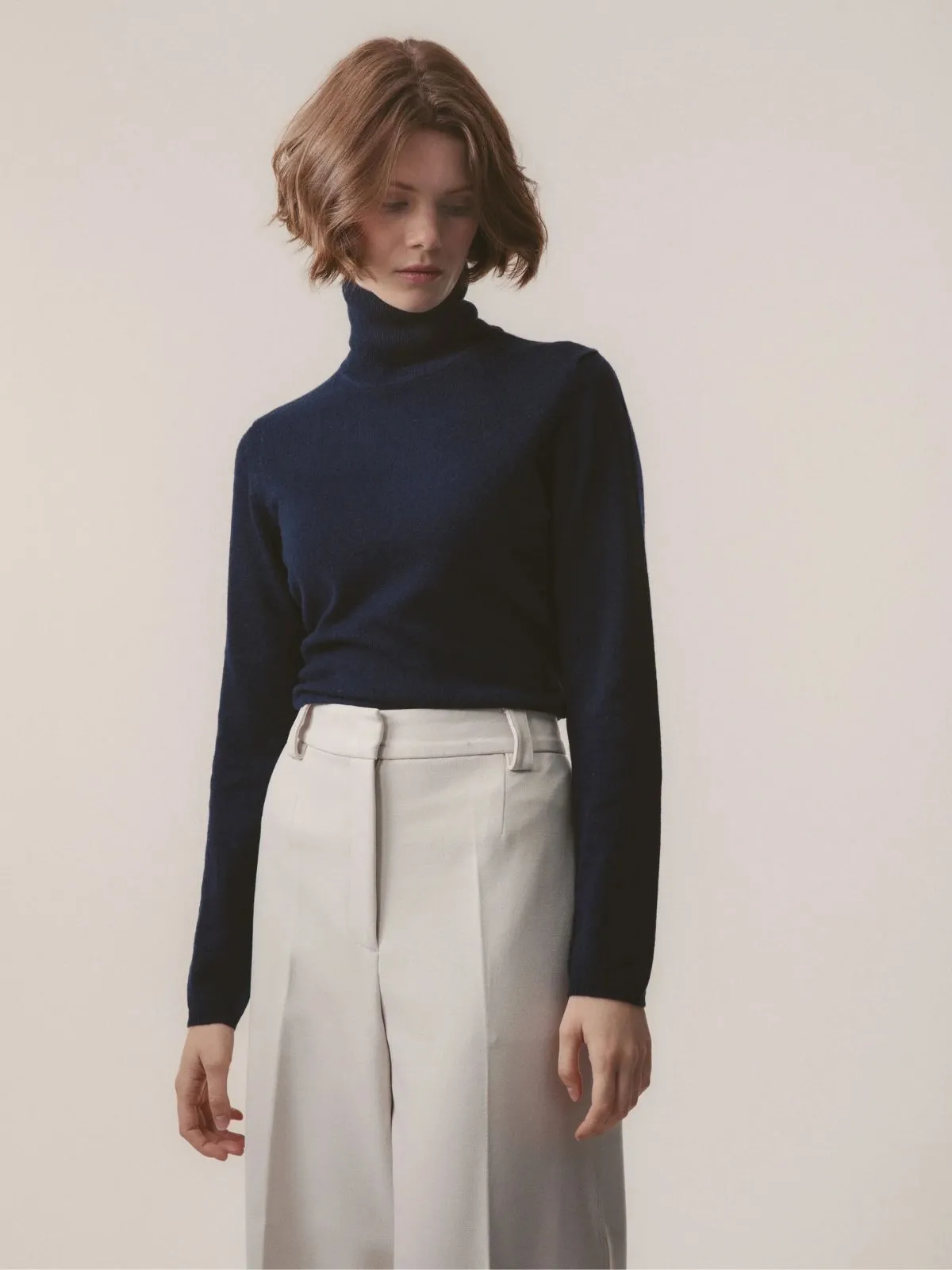 Cashmere Polo Neck - Navy sold by iris product image thumbnail 5