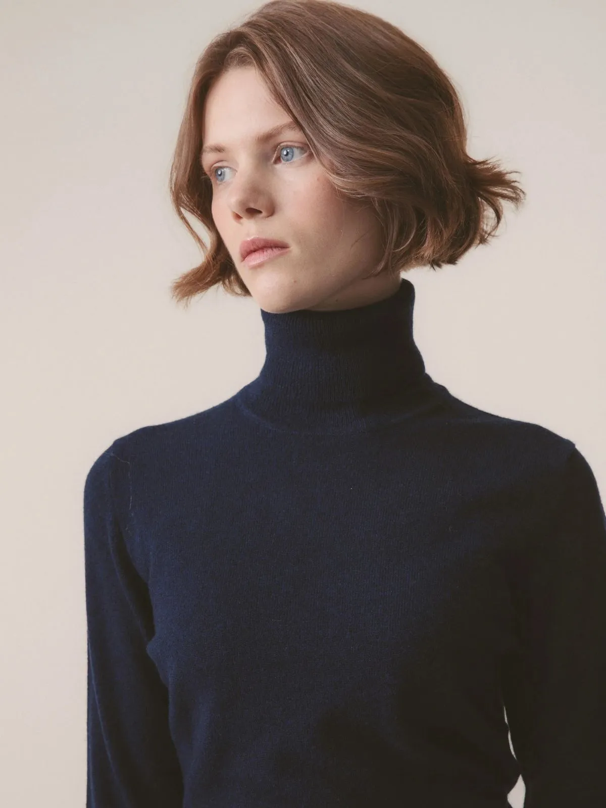 Cashmere Polo Neck - Navy sold by iris product image thumbnail 2