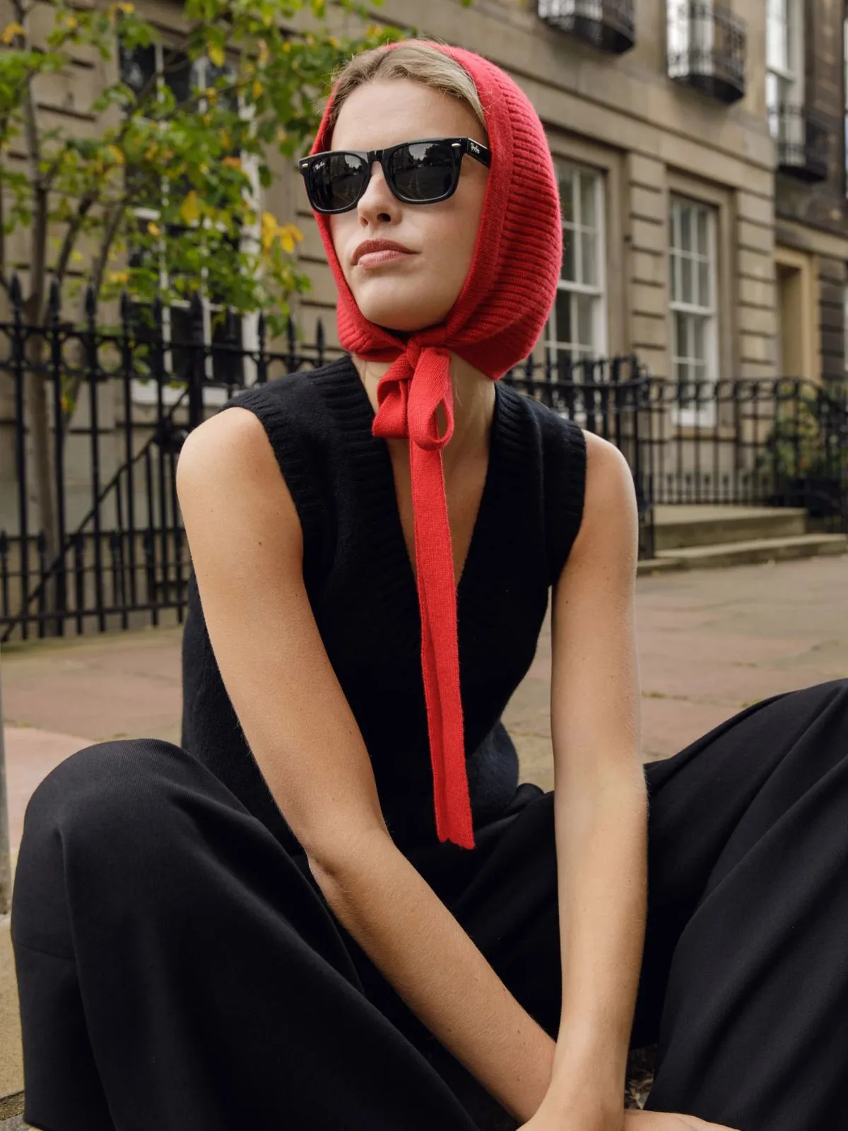 Cashmere Bonnet Hat - Red sold by iris