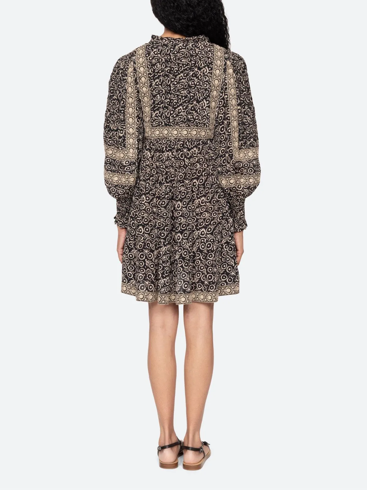 Emmeline Print Mini Tiered Dress - Black sold by iris product image thumbnail 3